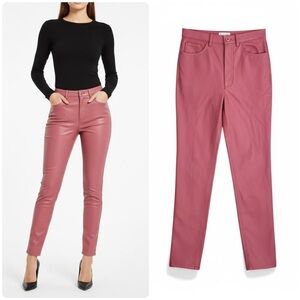 LAPOINTE Rose Faux Leather Skinny Pants Sz 2 | NWT $790 High-Rise Statement Pink